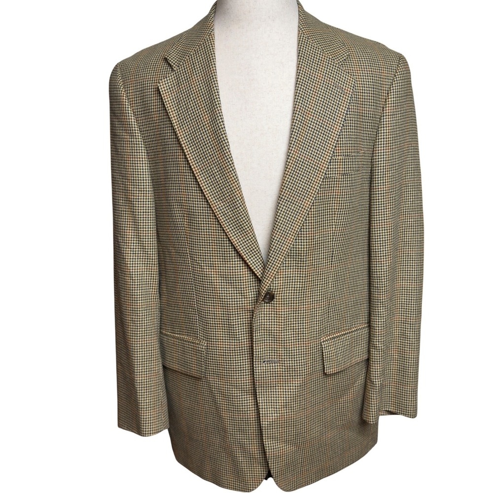 Polo Ralph Lauren University Club Silk‎ Wool Houndstooth Blazer Sport Coat 41R